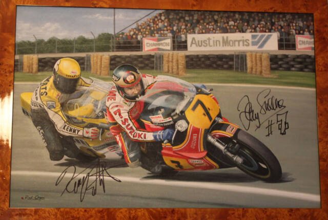 Barry Sheene Kenny Roberts oil painting