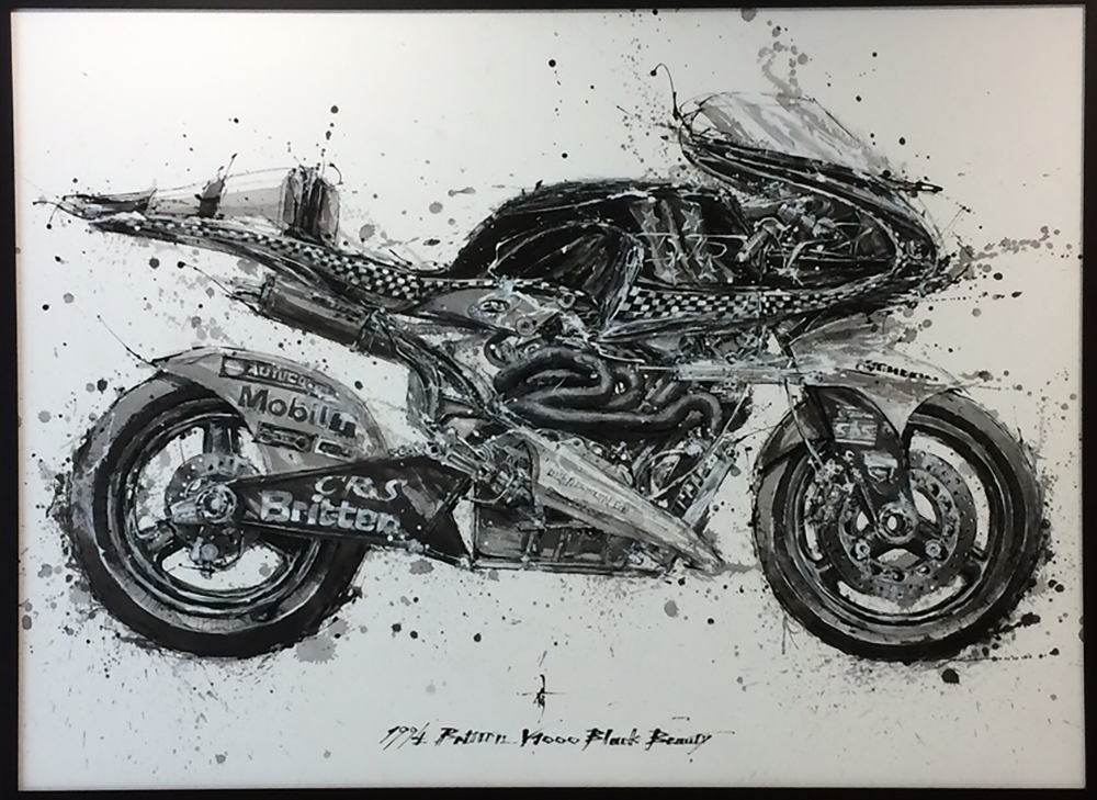 Britten painted by chopsticks the motorcycle as art