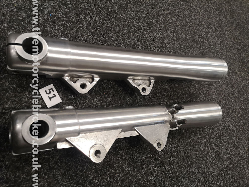 Benelli Sei 750 fork legs polished and scotched