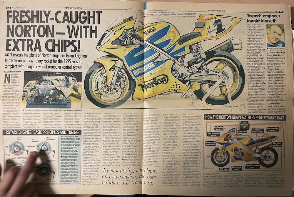 MCN article about rotary engined Norton racing motorcycles