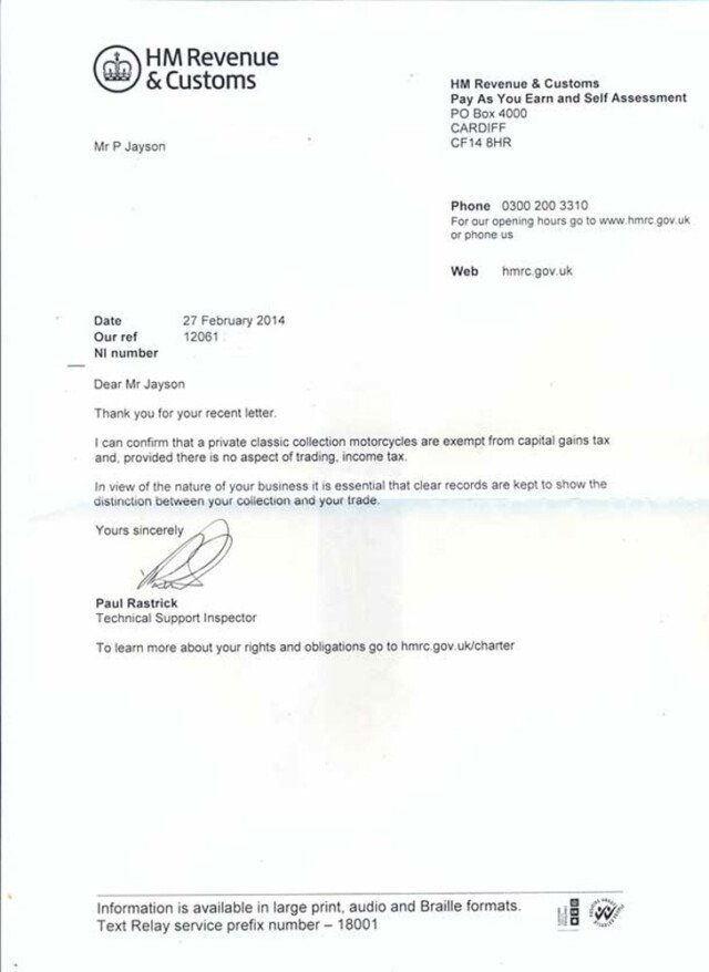 Letter From HMRC To The Motorcycle Broker » The Motorcycle Broker