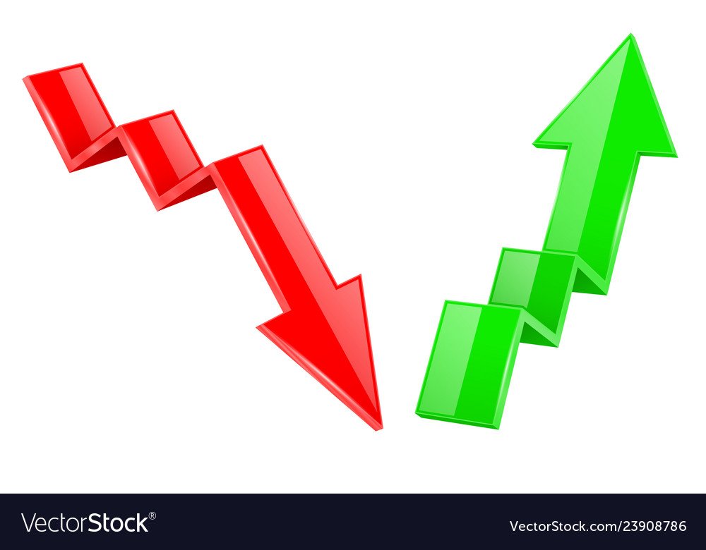 up and down arrows 3d financinal indication graph vector 23908786